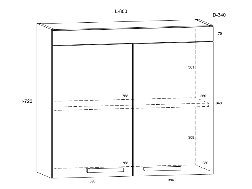 Viršutinė spintelė ROD-18 W80 1 Viršutinė spintelė ROD-18 W80 1