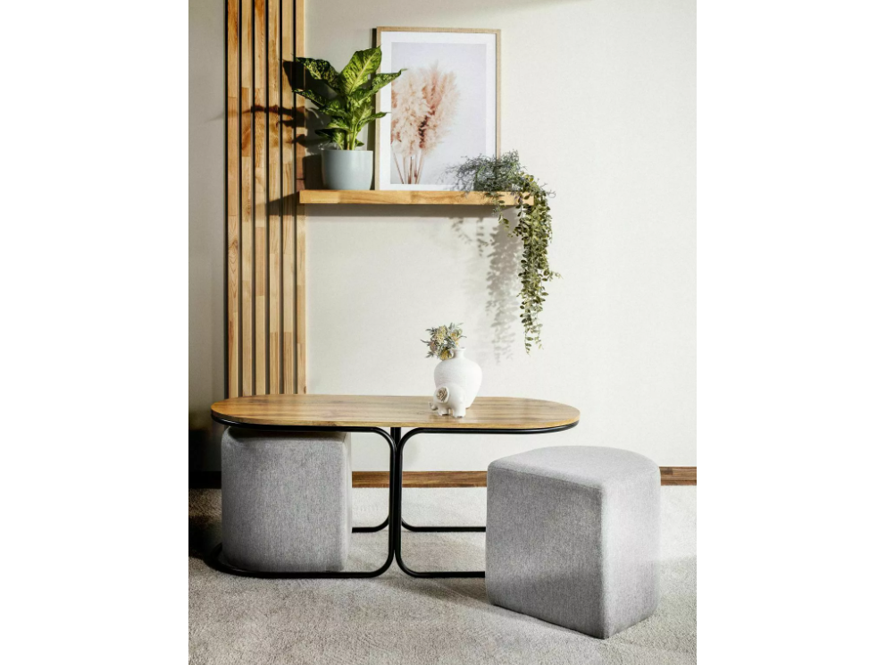 Žurnalinis staliukas su pufais DUAL 4 Žurnalinis staliukas su pufais DUAL 4